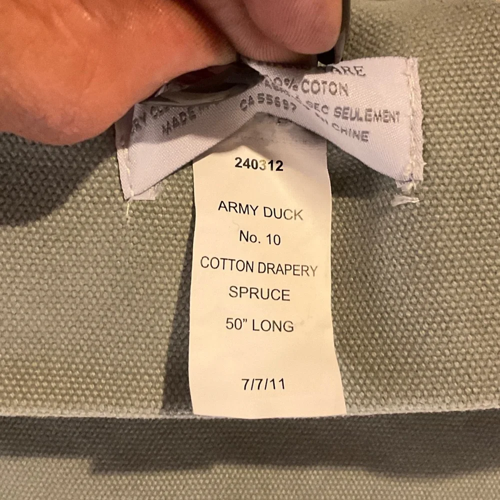 Restoration Hardware Elegant Army Duck Grommet Curtains Spruce